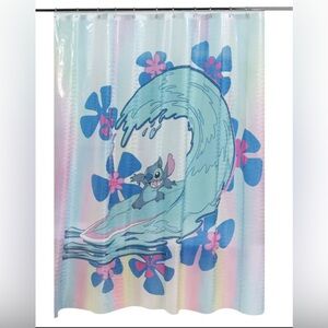 Disney Parks Hawaiian Stitch Surfing Shower Curtain